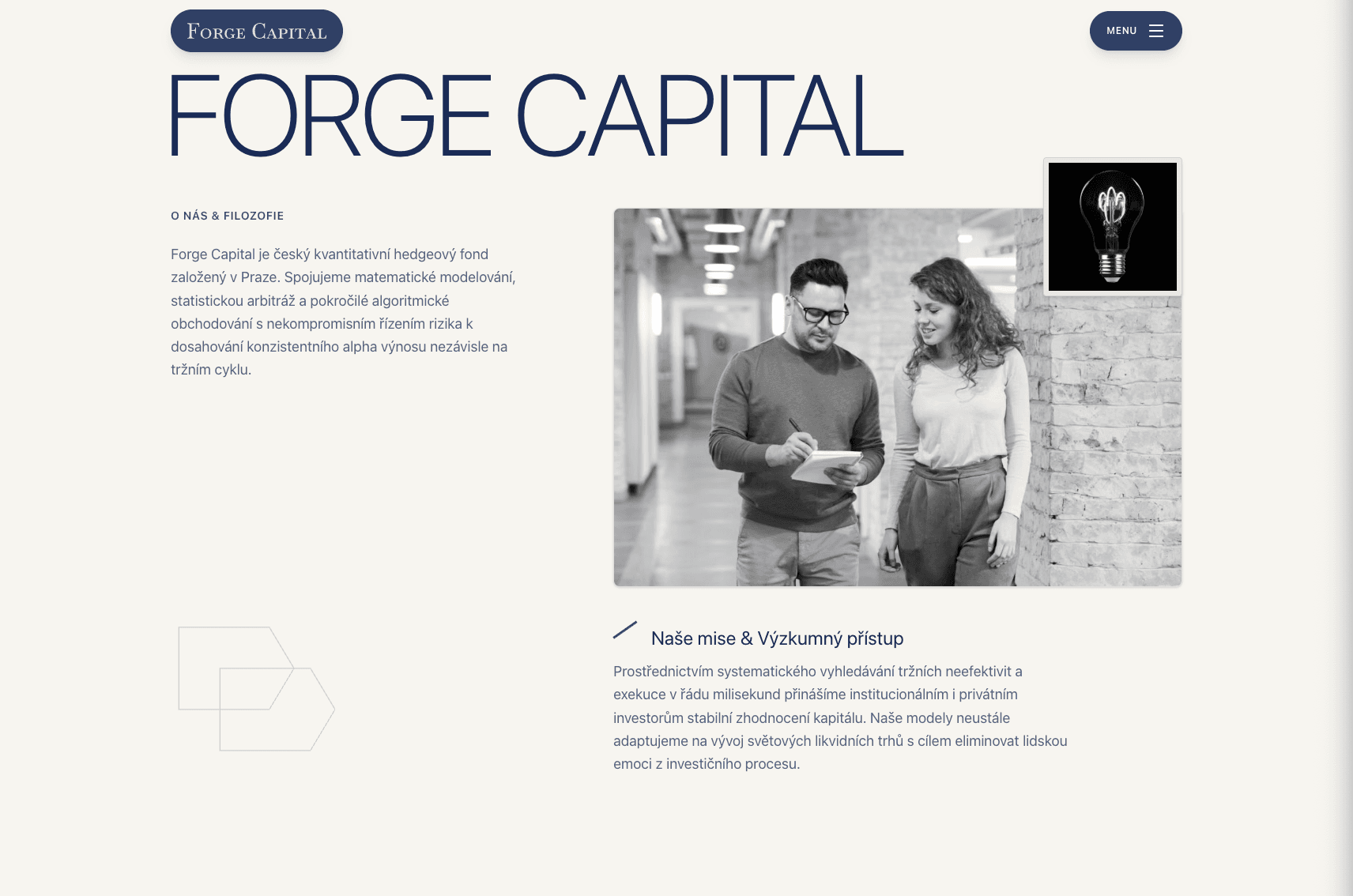 Forge Capital hlavní ukázka rozhraní
